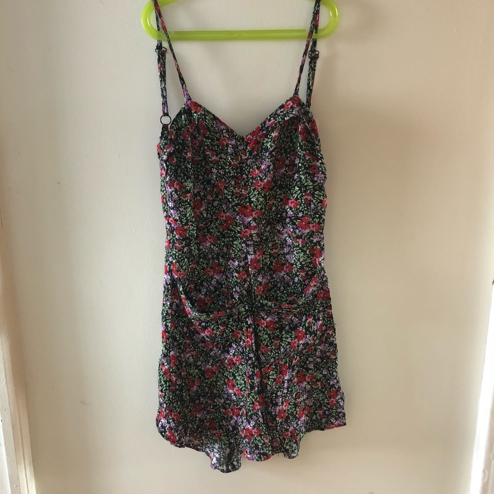 Reformation floral mini dress lace-up back